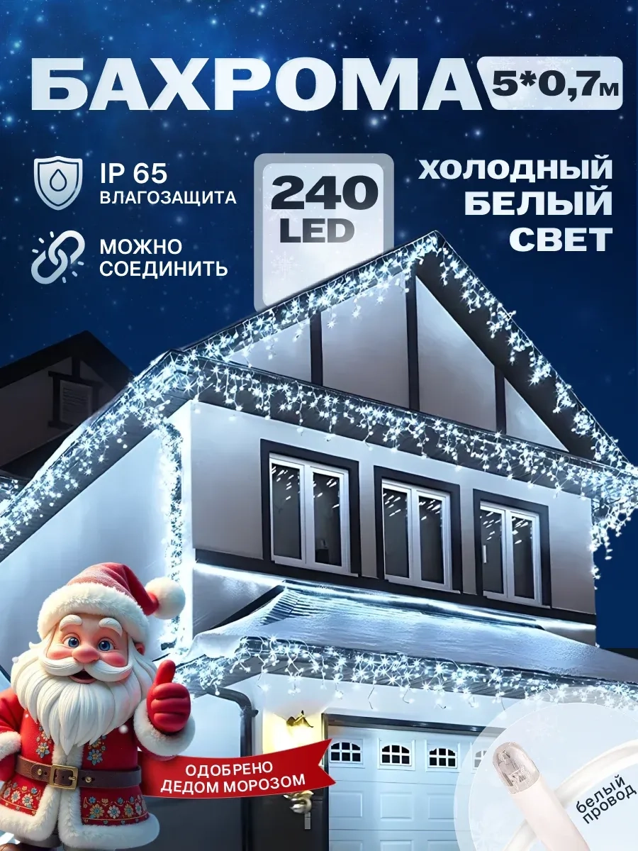 Гирлянда уличная бахрома 5*0,7 м