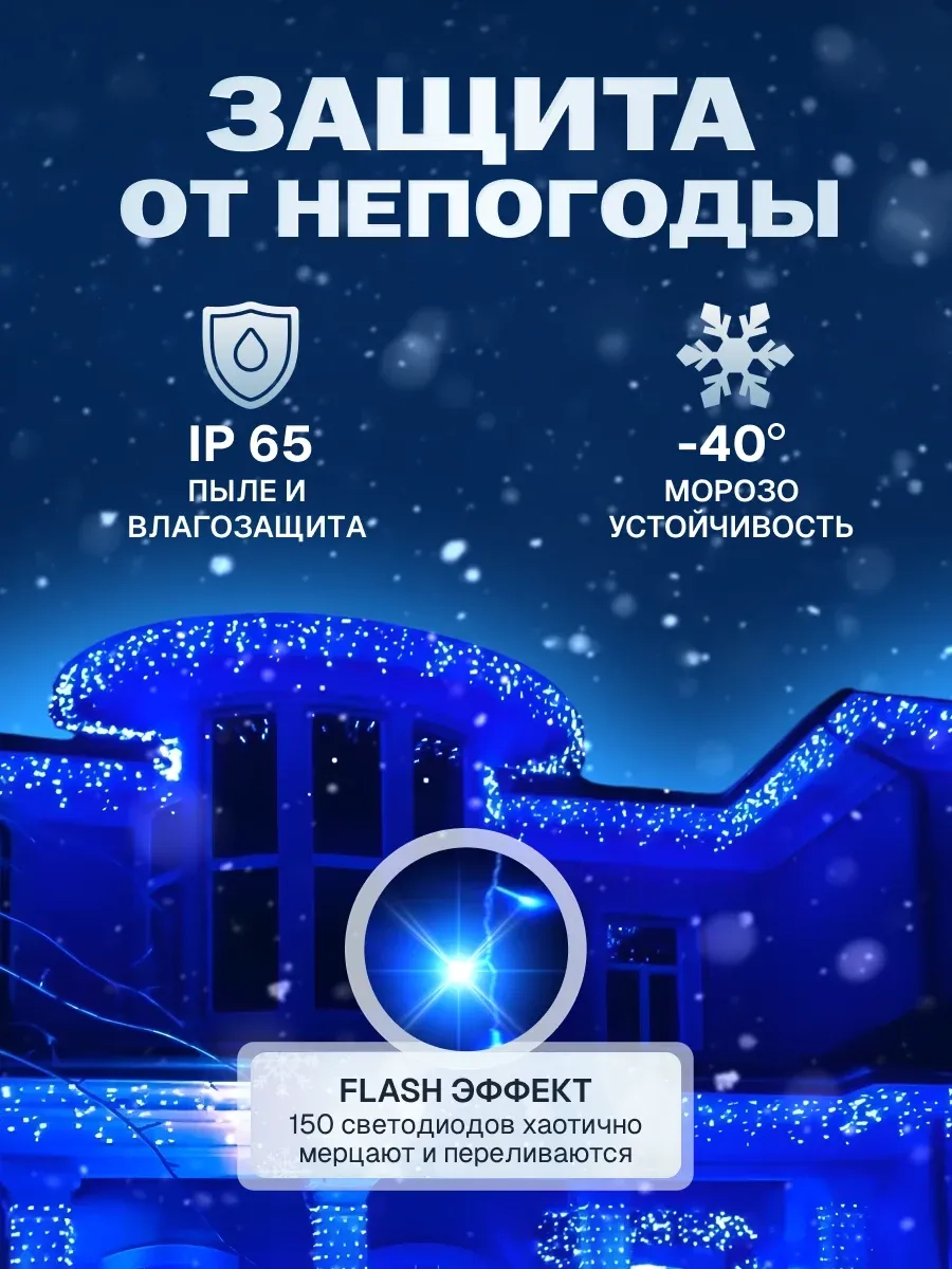 Гирлянда уличная бахрома 5*0,7 м