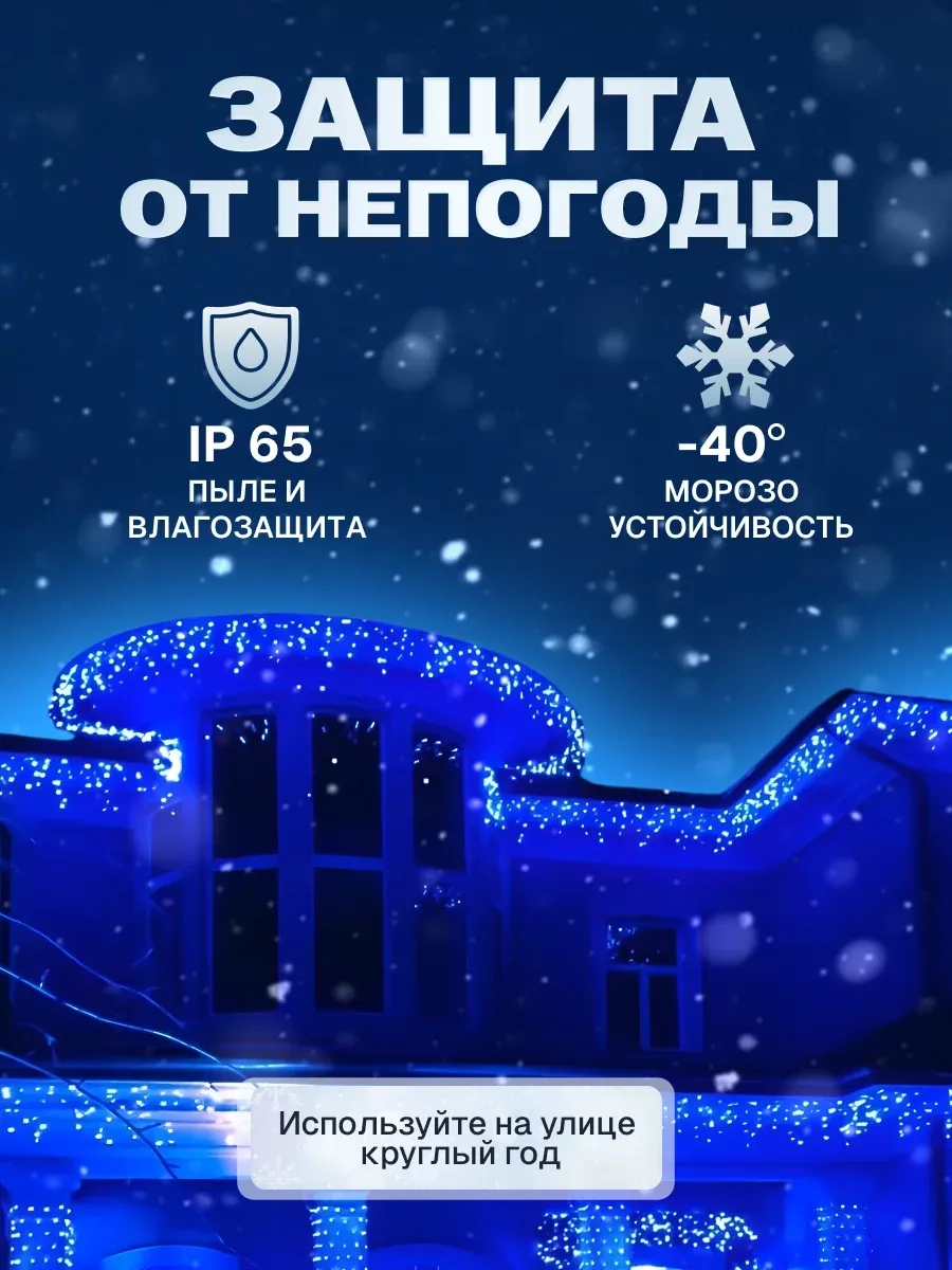 Гирлянда уличная бахрома 5*0,7 м