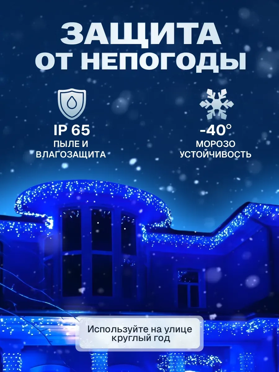 Гирлянда уличная бахрома 3*0,7 м